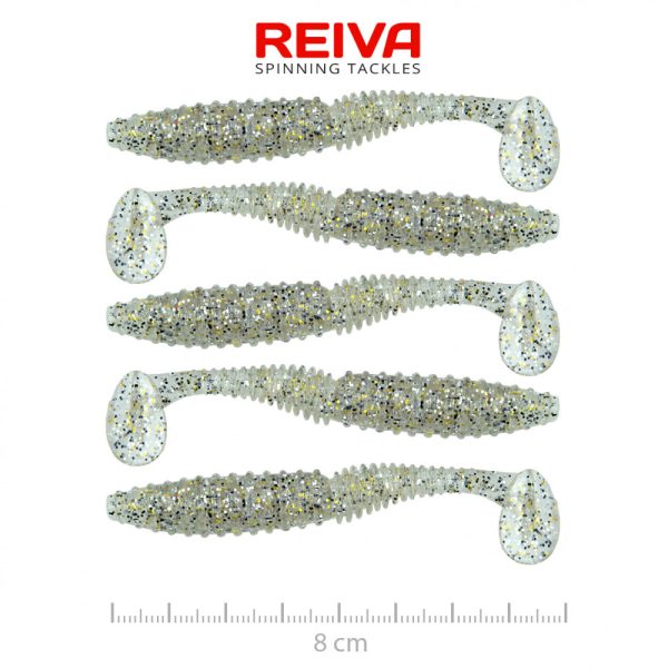 Reiva Zander Power Shad 8cm 3,18gr 5db/cs (Ezüst Flitter) Plasztik csali