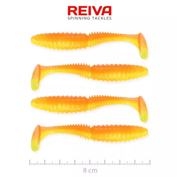 Reiva Zander Power Shad Shiny Orange 8cm Plasztik Csali 4db