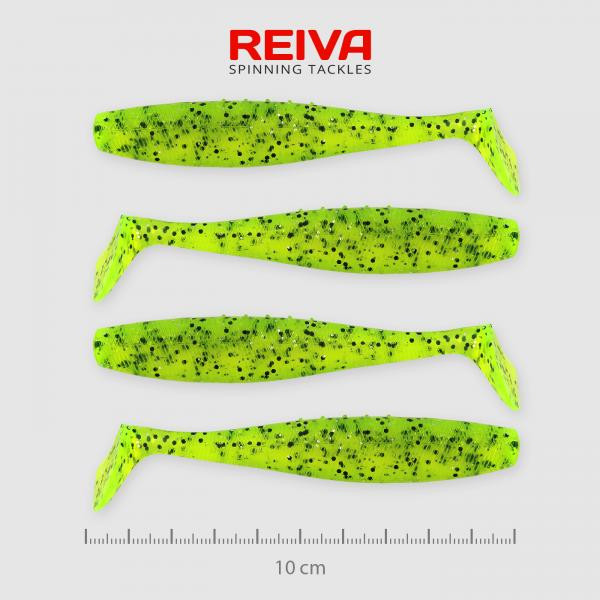 Reiva Flat Minnow Shad 10cm 4db/cs (Zöld Flitter) gumihal