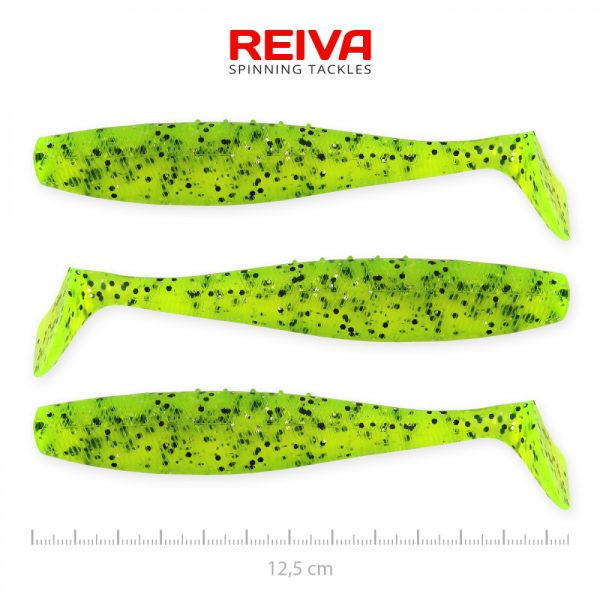 Reiva Flat Minnow shad 12,5cm 3db/cs (Zöld Flitter) Plasztik csali