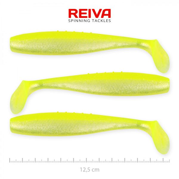 Reiva Flat Minnow shad 12,5cm 3db/cs (Sárga-Ezüst) Plasztik csali