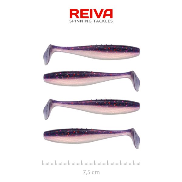 Reiva Flat Minnow Shad 7,5cm Purple Pearl Plasztik Csali 4db