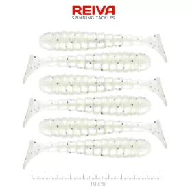 Reiva Stream Shad Pearl White Dots 10cm Plasztik Csali 6db