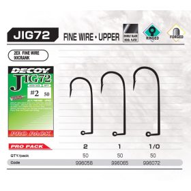   Decoy Pro Pack Jig72 Upper Fine Wire #2 Füles Szakállas Egyágú Jig Horog 50db