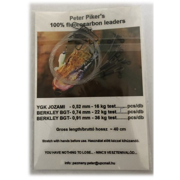 Pázmány Péter - Peter Piker’s 100% fluorocarbon rablóhalas előke Berkley BGT 0,74mm 22kg