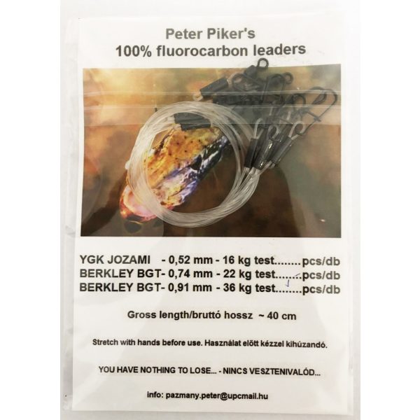 Pázmány Péter - Peter Piker’s 100% fluorocarbon rablóhalas előke Berkley BGT 0,91mm 36kg