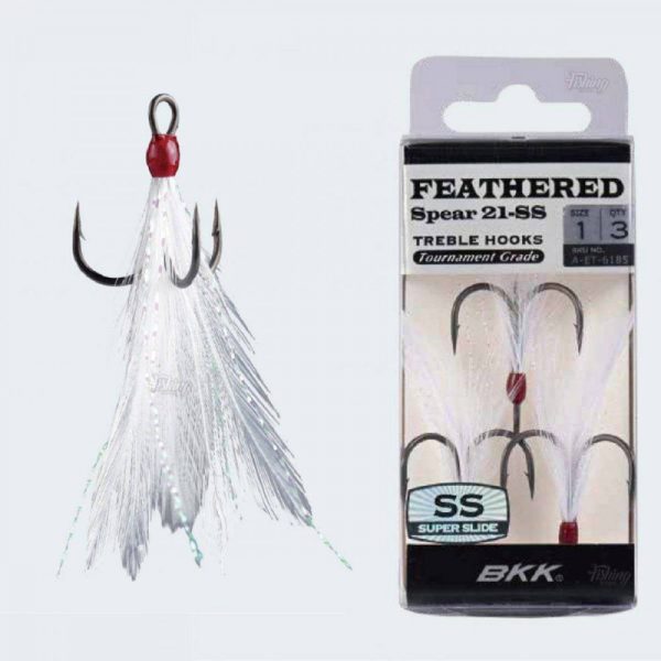 BKK Feathered Spear-21 SS 6 Füles, Szakállas  Fehér Háromágú Horog 3db