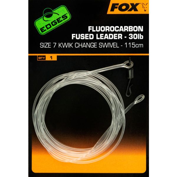 Fox EDGES™ Fluorocarbon Fused Leaders Kwik Change Size7 Kwik Change Swivel 115cm Leader szerelék