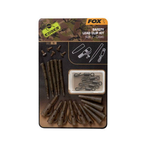 Fox EDGES™ Camo Safety Lead Clip Kit Size 7 Size 7 x5 Gyorskapocs