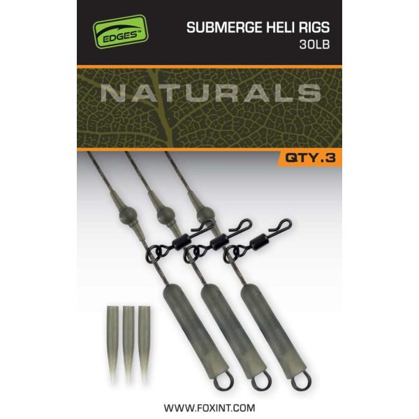 Fox EDGES™ Naturals Submerge Heli Rig Leaders Bojlis Helikopter Szerelék 30lb