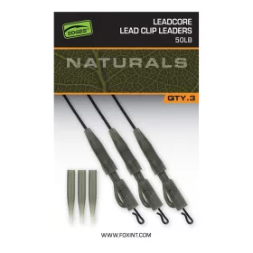   Fox Edges Naturals 50lb Leadcore Lead Clip Leaders Bojlis Szerelék 3db
