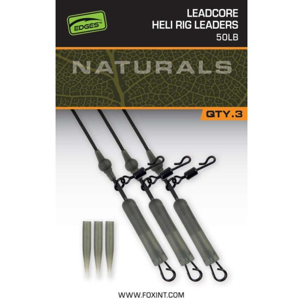 Fox EDGES™ Naturals Leadcore Heli Rig Leaders Bojlis Helikopter Szerelék 50lb