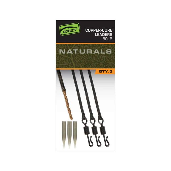 Fox Edges Naturals Copper-Core Leaders X 3 Előkötött Leader 3db