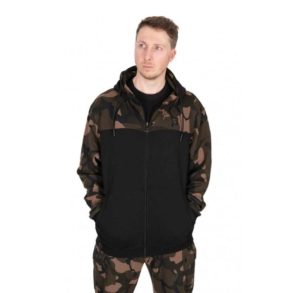 Fox LW Fekete-Camo Split Zip Hoody Cipzáros Kapucnis Pulóver S