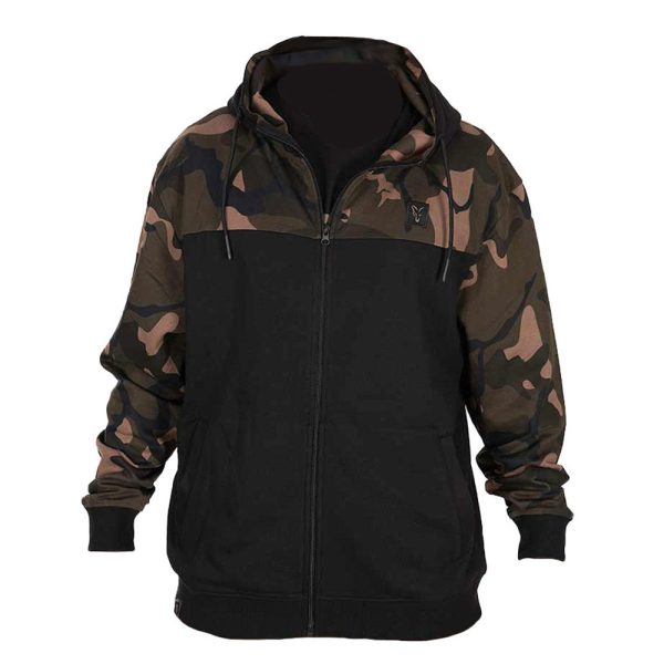 Fox LW Fekete-Camo Split Zip Hoody Cipzáros Kapucnis Pulóver XL