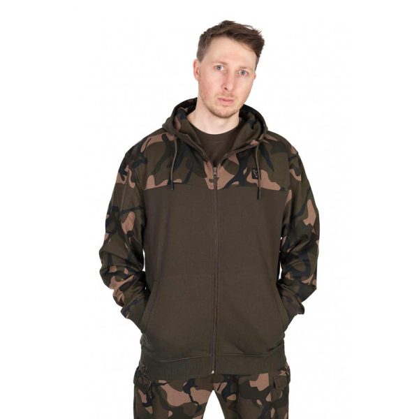 Fox LW Khaki-Camo Split Zip Hoody Cipzáros Kapucnis Pulóver S