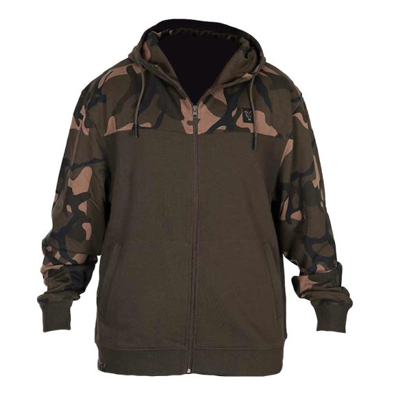 Fox LW Khaki-Camo Split Zip Hoody Cipzáros Kapucnis Pulóver XL