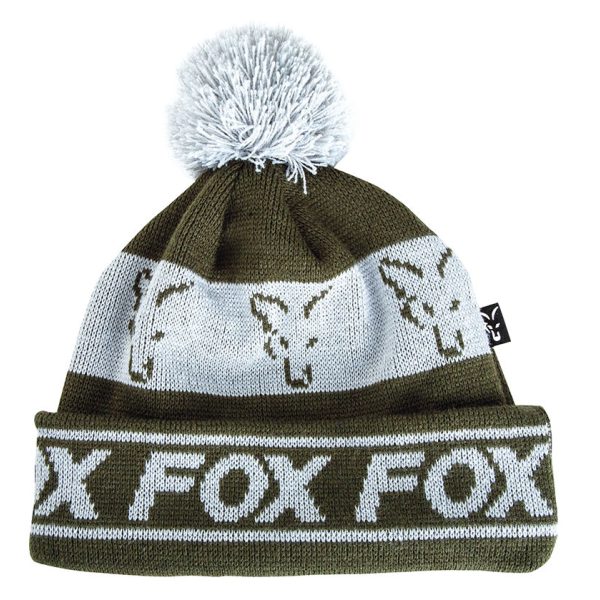 Fox Fox Green/Silver - Lined Bobble Hat Kötött sapka