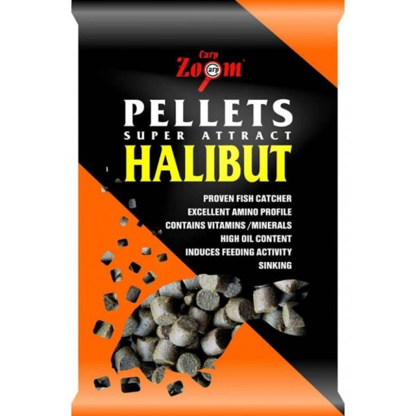 Carp Zoom CZ Furat nélküli halibut etetőpellet, 20 mm, halibut, fekete, 10 kg