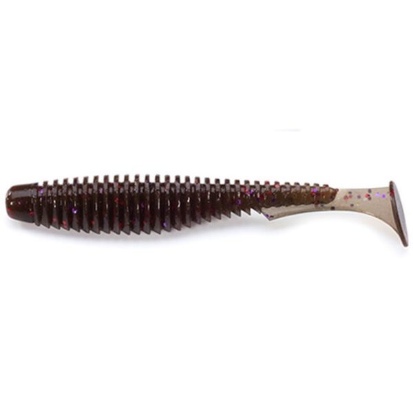 FISHUP U-Shad 2.5" (9pcs.), #050 - Green Pumpkin Brown/Red & Purple Plasztik műcsali