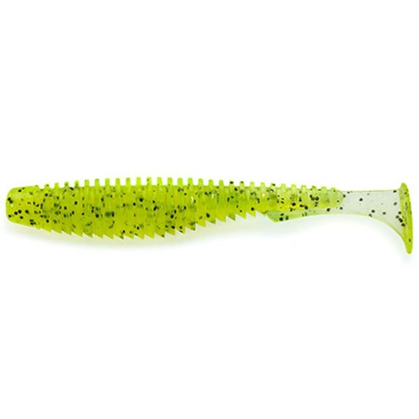 FISHUP U-Shad 2.5" (9pcs.), #055 - Chartreuse/Black Plasztik műcsali