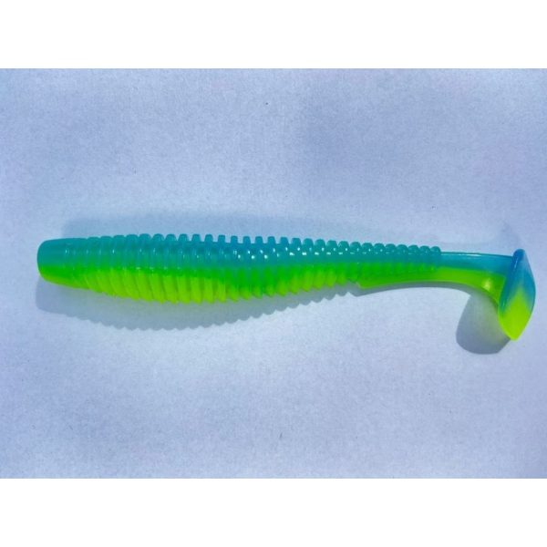 FISHUP U-Shad 4" (8pcs.), #206 - Sky/Chartreuse Plasztik műcsali