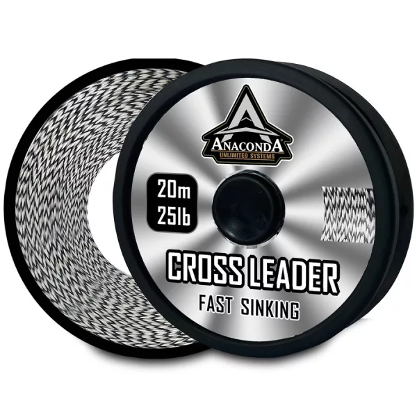 Anaconda Fast Sinking Cross Leader Fekete-Fehér 25lb 20m Fonott Előkezsinór