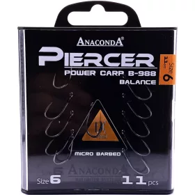   Anaconda Piercer Power Carp B-988 6 Füles, Szakállas Pontyozó Horog 11db