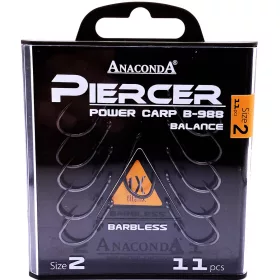   Anaconda Piercer Power Carp B-988 2 Füles, Szakáll Nélküli Pontyozó Horog 11db