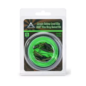   Anaconda Jungle Safety Lead Clip 360° Flex Ring Swivel Zöld Ólomklipsz Szett 5db