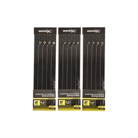   Matrix X6 Carp Pellet Rigger Band Rigs 12 15cm Füles, Szakáll Nélküli Monofil Előkötött Horog Csaligyűrűvel 8db