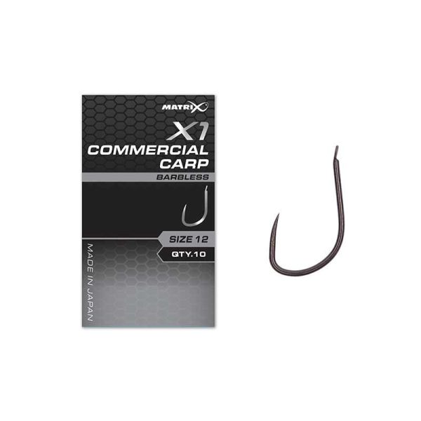 Matrix X1 Commercial Carp 14 Barbless Lapkás, Szakáll Nélküli Horog 10db