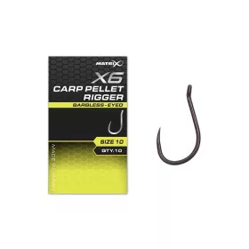   Matrix X6 Carp Pellet Rigger 10 Barbless Füles, Szakáll Nélküli Horog 10db