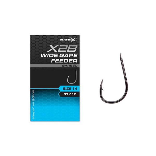 Matrix X2B Wide Gape Feeder 14 Barbed Füles, Szakallás Horog 10db