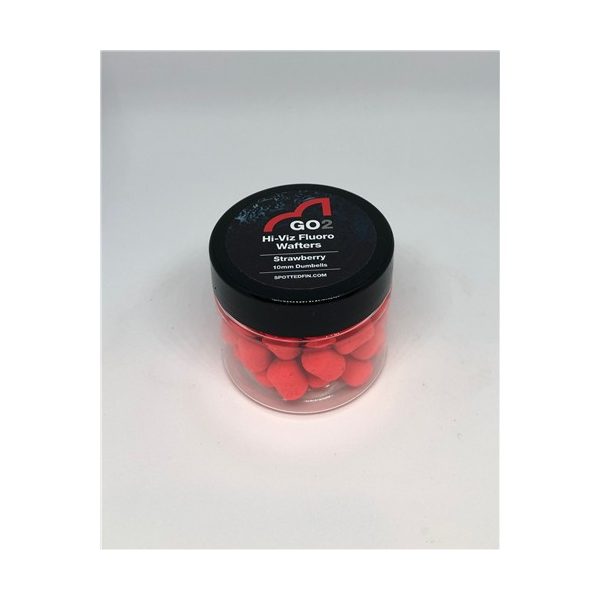 Spotted Fin GO2 Hi-Viz Fluoro Wafter 10mm Strawberry 30g