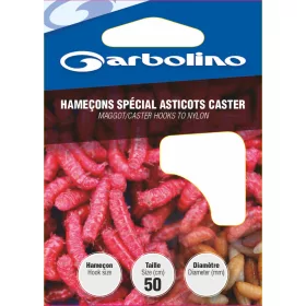   Garbolino Maggot/Caster Hooks To Nylon 12 Lapkás, Szakállas Monofil Előkötött Horog 10db