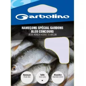   Garbolino Blue Roach Hooks To Nylon 18 Lapkás, Szakállas Monofil Előkötött Horog 10db