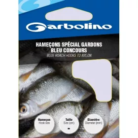   Garbolino Blue Roach Hooks To Nylon 16 Lapkás, Szakállas Monofil Előkötött Horog 10db