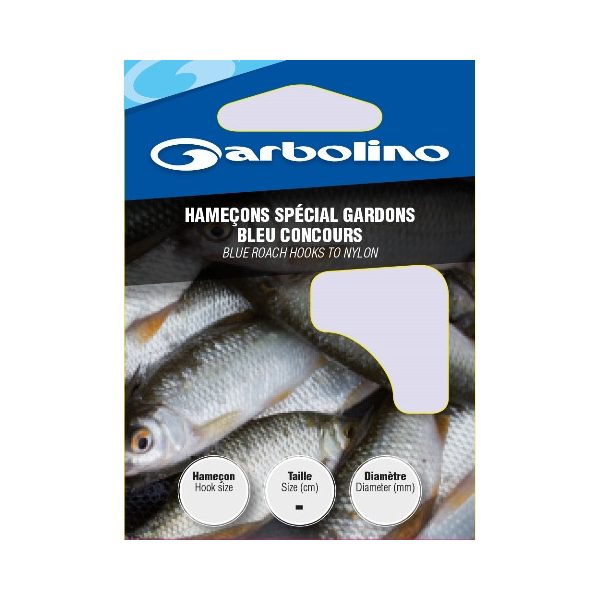 Garbolino Blue Roach Hooks To Nylon 16 Lapkás, Szakállas Monofil Előkötött Horog 10db