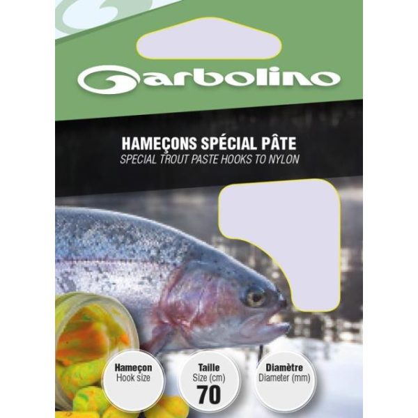 Garbolino - TROUT PASTE HOOKS TO NYLON L20 H8 - Monofil előkötött horog - Előkötött horog - Szakállas horog, Lapkás horog