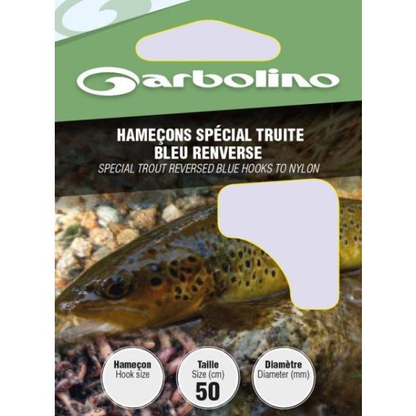 Garbolino - TROUT REVERSED BLUE HOOKS TO NYLON L18 H10 - Monofil előkötött horog - Előkötött horog - Szakállas horog, Lapkás horog