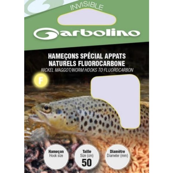 Garbolino Nickel Maggot/Worm Hooks To Fluorocarbon 12 Lapkás, Szakállas Monofil Előkötött Horog 10db