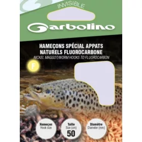   Garbolino Nickel Maggot/Worm Hooks To Fluorocarbon 12 Lapkás, Szakállas Monofil Előkötött Horog 10db