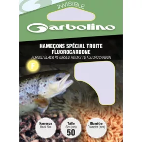   Garbolino Forged Black Reversed Hooks To Fluorocarbon 12 Lapkás, Szakállas Monofil előkötött Horog 10db