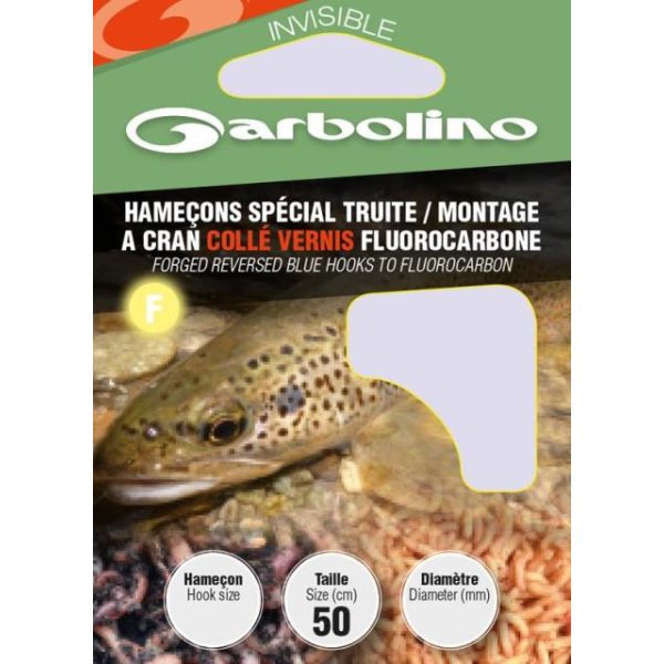 Garbolino - FORGED REVERSED BLUE HOOKS TO FLUOROCARBON L16 H12 - Monofil előkötött horog - Előkötött horog - Szakállas horog, Lapkás horog