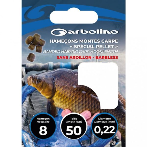 Garbolino Special Pellet Carp Hook To Nylon 0,20mm 50cm 12 Lapkás Szakáll Nélküli Monofil Előkötött Horog  10db