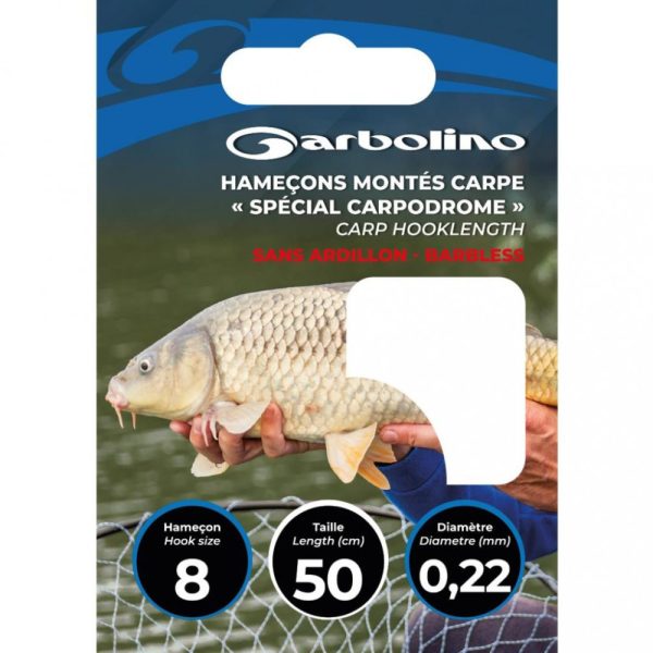 Garbolino Special Carpodrome Hook To Nylon 0,18mm 50cm 14 Lapkás, Szakáll Nélküli Monofil Előkötött Horog 10db