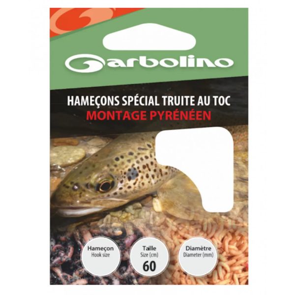 Garbolino - SPECIAL TROUT HOOKS / PYRENEAN RIG L10 H16 - Monofil előkötött horog - Előkötött horog - Szakállas horog, Lapkás horog