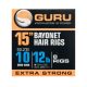 Guru Bayonet Hair Rigs 15" előkötött horog - 38 cm - 10 MWG - 12lb - 0,25mm