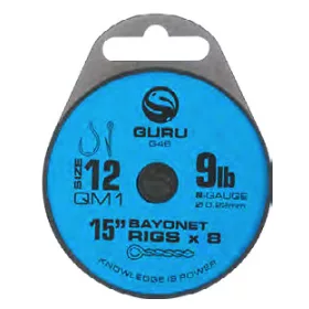   Guru QM1 Bayonet Ready Rigs 15 előkötött horog - 38 cm - QM1